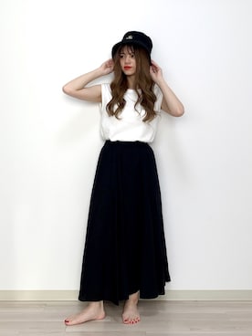 「Heather（ヘザー）のアイテム（帽子）」を使った、Sachiyoさん（レディース・154cm）の春コーディネート