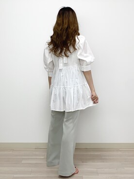 「Heather（ヘザー）のティアードチュニックブラウス　885432（シャツ/ブラウス）」を使った、Sachiyoさん（レディース・154cm）の夏コーディネート