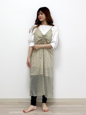 「Heather（ヘザー）のティアードチュニックブラウス　885432（シャツ/ブラウス）」を使った、Sachiyoさん（レディース・154cm）の夏コーディネート