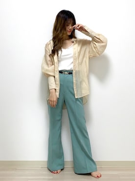 「Heather（ヘザー）のアイテム（スラックス）」を使った、Sachiyoさん（レディース・154cm）の夏コーディネート