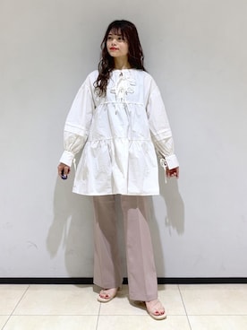 「へザー」｜「アイテム（スラックス）」を使った、Sachiyoさん（レディース・154cm）の春コーディネート