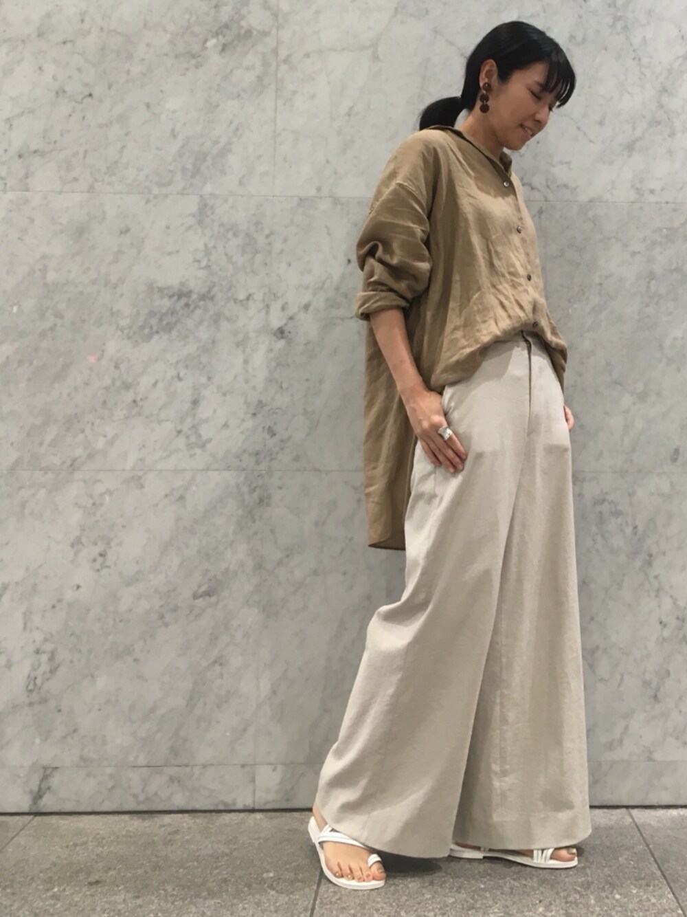 ドレステリア フレンチリネンビッグシャツ 白 ゆったり オーバーサイズ ドレステリア フレンチリネンビッグシャツ 白 ゆったり オーバー