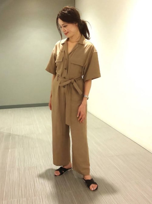 DRESSTERIOR オールインワン/サロペット ベージュ 0123725M0034 DRESSTERIOR(ドレステリア)の「ヴィスコースリネン