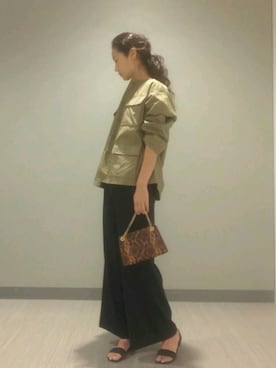 「黒パンツ」｜「アイテム（ノーカラージャケット）」を使った、DRESSTERIORさん（レディース・172cm）の夏コーディネート