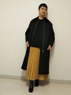 「マスタード」｜「アイテム（ダウンジャケット/コート）」を使った、DRESSTERIORさん（レディース・158cm）の秋コーディネート