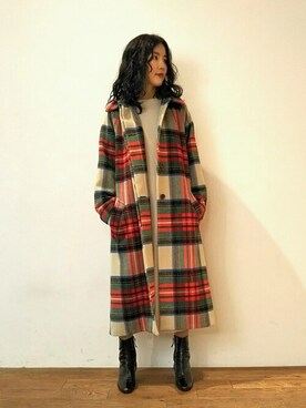 「ビッグチェック」｜DRESSTERIORさん（レディース・160cm）の秋コーディネート