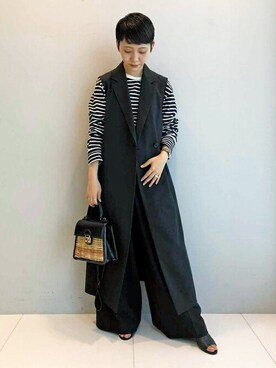 「DRESSTERIOR（ドレステリア）の◆【Marisol8月号/STORY6月号/CLASSY.5月号/LEE・GISELe・STORY4月号掲載】テーラードロングジレ（ベスト）」を使った、DRESSTERIORさん（レディース・158cm）の冬コーディネート