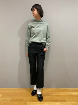 「アイテム（パーカー、グリーン系）」を使った、DRESSTERIORさん（レディース・168cm）の春コーディネート