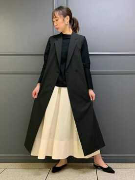 「DRESSTERIOR（ドレステリア）の◆【Marisol8月号/STORY6月号/CLASSY.5月号/LEE・GISELe・STORY4月号掲載】テーラードロングジレ（ベスト）」を使った、DRESSTERIORさん（レディース・160cm）の春コーディネート