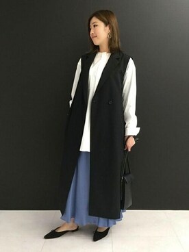 「DRESSTERIOR（ドレステリア）の◆【Marisol8月号/STORY6月号/CLASSY.5月号/LEE・GISELe・STORY4月号掲載】テーラードロングジレ（ベスト）」を使った、DRESSTERIORさん（レディース・156cm）の春コーディネート