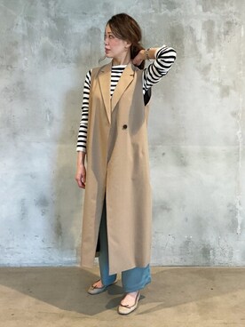 「DRESSTERIOR（ドレステリア）の◆【Marisol8月号/STORY6月号/CLASSY.5月号/LEE・GISELe・STORY4月号掲載】テーラードロングジレ（ベスト）」を使った、DRESSTERIORさん（レディース・164cm）の春コーディネート