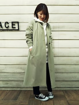 「カラーコート」｜「アイテム（トレンチコート）」を使った、DRESSTERIORさん（レディース・158cm）の春コーディネート