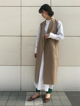 「DRESSTERIOR（ドレステリア）の◆【Marisol8月号/STORY6月号/CLASSY.5月号/LEE・GISELe・STORY4月号掲載】テーラードロングジレ（ベスト）」を使った、DRESSTERIORさん（レディース・168cm）の春コーディネート