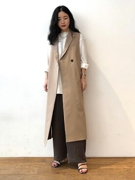 「DRESSTERIOR（ドレステリア）の◆【Marisol8月号/STORY6月号/CLASSY.5月号/LEE・GISELe・STORY4月号掲載】テーラードロングジレ（ベスト）」を使った、DRESSTERIORさん（レディース・160cm）の春コーディネート