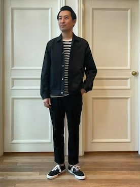 「マリン」｜「アイテム（デニムジャケット）」を使った、DRESSTERIORさん（メンズ・174cm）の春コーディネート