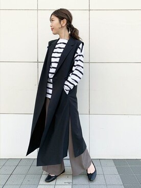 「DRESSTERIOR（ドレステリア）の◆【Marisol8月号/STORY6月号/CLASSY.5月号/LEE・GISELe・STORY4月号掲載】テーラードロングジレ（ベスト）」を使った、DRESSTERIORさん（レディース・160cm）の春コーディネート
