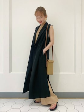 「DRESSTERIOR（ドレステリア）の◆【Marisol8月号/STORY6月号/CLASSY.5月号/LEE・GISELe・STORY4月号掲載】テーラードロングジレ（ベスト）」を使った、DRESSTERIORさん（レディース・156cm）の春コーディネート