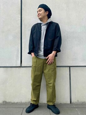 「アーミー」｜「アイテム（ジャケット/アウター）」を使った、DRESSTERIORさん（メンズ・178cm）の春コーディネート