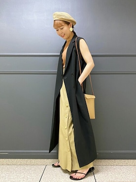 「DRESSTERIOR（ドレステリア）の◆【Marisol8月号/STORY6月号/CLASSY.5月号/LEE・GISELe・STORY4月号掲載】テーラードロングジレ（ベスト）」を使った、DRESSTERIORさん（レディース・154cm）の春コーディネート