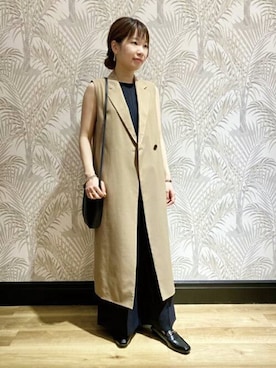 「DRESSTERIOR（ドレステリア）の◆【Marisol8月号/STORY6月号/CLASSY.5月号/LEE・GISELe・STORY4月号掲載】テーラードロングジレ（ベスト）」を使った、DRESSTERIORさん（レディース・161cm）の春コーディネート