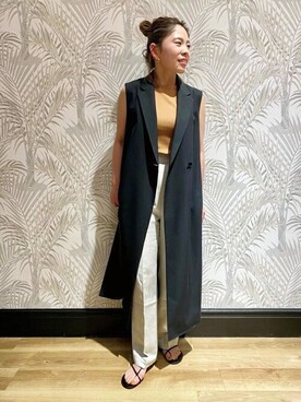 「DRESSTERIOR（ドレステリア）の◆【Marisol8月号/STORY6月号/CLASSY.5月号/LEE・GISELe・STORY4月号掲載】テーラードロングジレ（ベスト）」を使った、DRESSTERIORさん（レディース・153cm）の春コーディネート