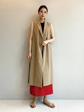 「DRESSTERIOR（ドレステリア）の◆【Marisol8月号/STORY6月号/CLASSY.5月号/LEE・GISELe・STORY4月号掲載】テーラードロングジレ（ベスト）」を使った、DRESSTERIORさん（レディース・172cm）の春コーディネート