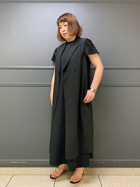 「DRESSTERIOR（ドレステリア）の◆【Marisol8月号/STORY6月号/CLASSY.5月号/LEE・GISELe・STORY4月号掲載】テーラードロングジレ（ベスト）」を使った、DRESSTERIORさん（レディース・172cm）の春コーディネート