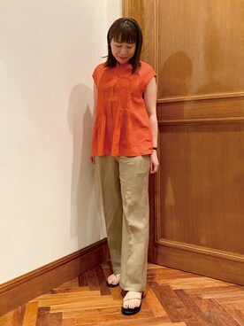 「アイテム（サンダル、ゴールド系）」を使った、DRESSTERIORさん（レディース・157cm）の春コーディネート