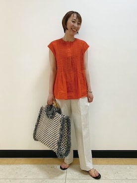 「ビッグトート」｜「アイテム（パンツ）」を使った、DRESSTERIORさん（レディース・160cm）の春コーディネート
