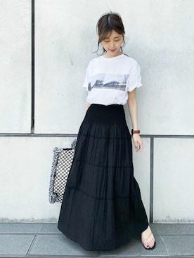 「ビッグトート」｜「アイテム（スカート）」を使った、DRESSTERIORさん（レディース・160cm）の春コーディネート