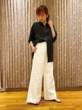 「アイテム（サンダル、ゴールド系）」を使った、DRESSTERIORさん（レディース・158cm）の春コーディネート