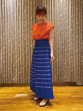 「アイテム（サンダル、ゴールド系）」を使った、DRESSTERIORさん（レディース・158cm）の春コーディネート