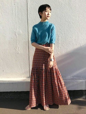 「アイテム（サンダル、ゴールド系）」を使った、DRESSTERIORさん（レディース・158cm）の春コーディネート