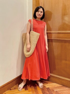 「ビッグトート」｜「アイテム（ワンピース/ドレス）」を使った、DRESSTERIORさん（レディース・164cm）の夏コーディネート