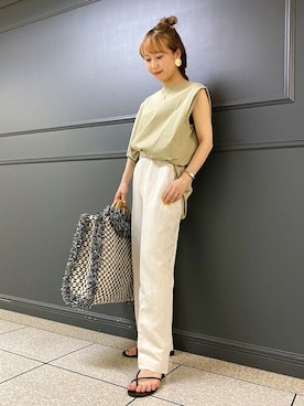 「sara mallika（サラ マリカ）のアイテム（バッグ）」を使った、DRESSTERIORさん（レディース・154cm）の夏コーディネート