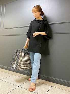 「sara mallika（サラ マリカ）のアイテム（バッグ）」を使った、DRESSTERIORさん（レディース・154cm）の夏コーディネート