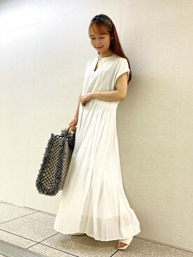 「sara mallika（サラ マリカ）のアイテム（バッグ）」を使った、DRESSTERIORさん（レディース・154cm）の夏コーディネート