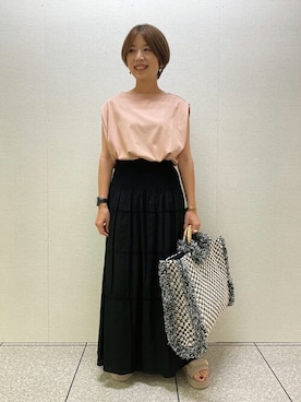 「sara mallika（サラ マリカ）のアイテム（バッグ）」を使った、DRESSTERIORさん（レディース・154cm）の夏コーディネート