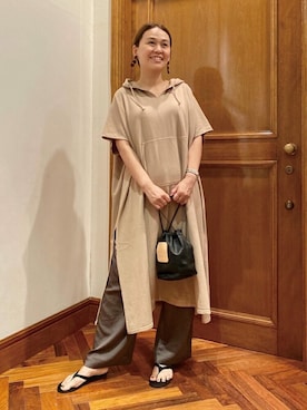「サテンパンツ」｜「アイテム（チュニック）」を使った、DRESSTERIORさん（レディース・161cm）の夏コーディネート