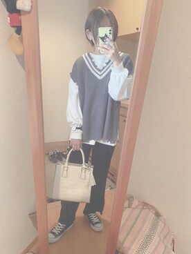 「apres jour mignon（アプレジュールミニョン）のスリット入りBIGロンT【ZOZOTOWN限定アイテム】（Tシャツ/カットソー）」を使った、ＥＬＬさん（レディース・152cm）の春コーディネート