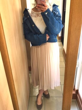 「Honeys」｜「アイテム（デニムジャケット）」を使った、R!SAPさん（レディース・156cm）の春コーディネート