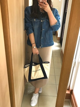 「ジーユーコーデ」｜「アイテム（デニムジャケット）」を使った、R!SAPさん（レディース・156cm）の夏コーディネート