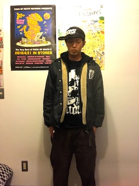 「RUDIE'S（ルーディーズ）のアイテム（ジャケット/アウター）」を使った、ゆうTHE PUNKさん（メンズ・173cm）の冬コーディネート