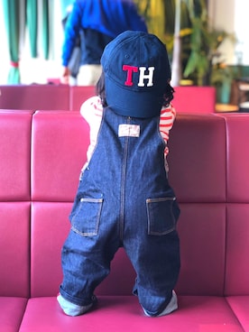 「PETIT BATEAU（プチバトー）のアイテム（サロペット/オーバーオール）」を使った、ytr_kさん（キッズ・90cm）の冬コーディネート