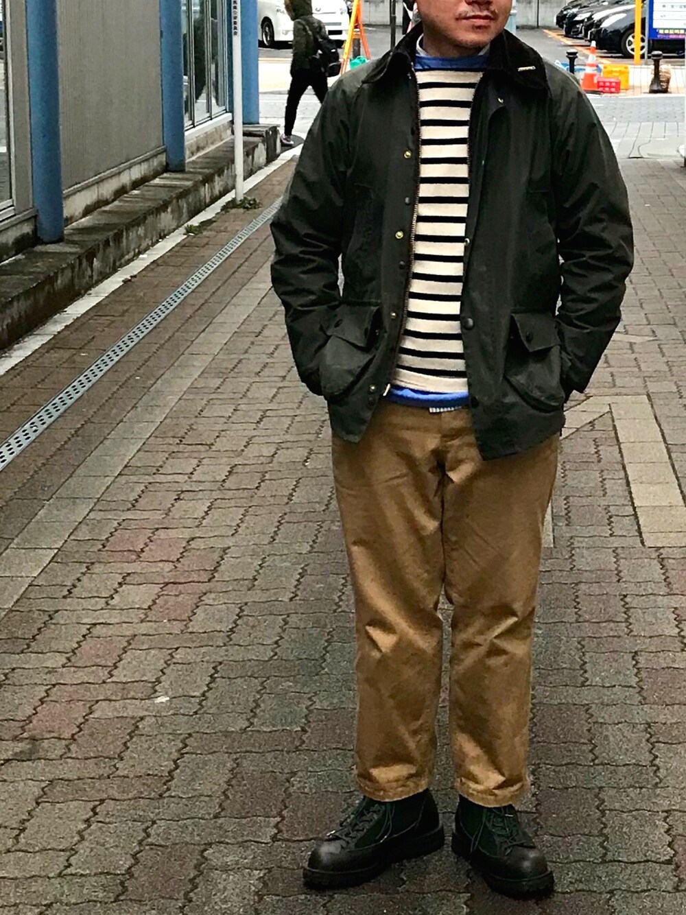 「barbour、ファッション、セレクトショップ、高崎、服バカ、おしゃれさんと繋がりたい、服」｜「BarbourのBARBOUR  / バブアー : BEDALE SL　#（その他アウター、グリーン系）」を使った、メルスマーケット高崎さん（メンズ・165cm）の春コーディネートの1枚目の写真