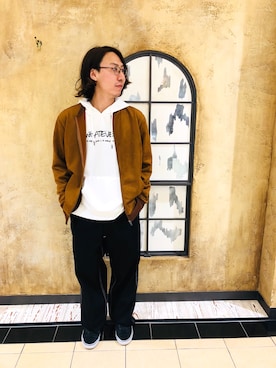 「ユニオンステーション」｜「アイテム（ライダースジャケット）」を使った、ぬぬぬさん（メンズ・165cm）の秋コーディネート