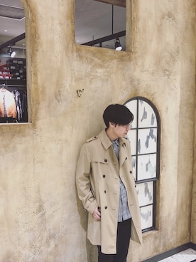 「ユニオンステーション」｜「アイテム（トレンチコート）」を使った、ぬぬぬさん（メンズ・165cm）の冬コーディネート