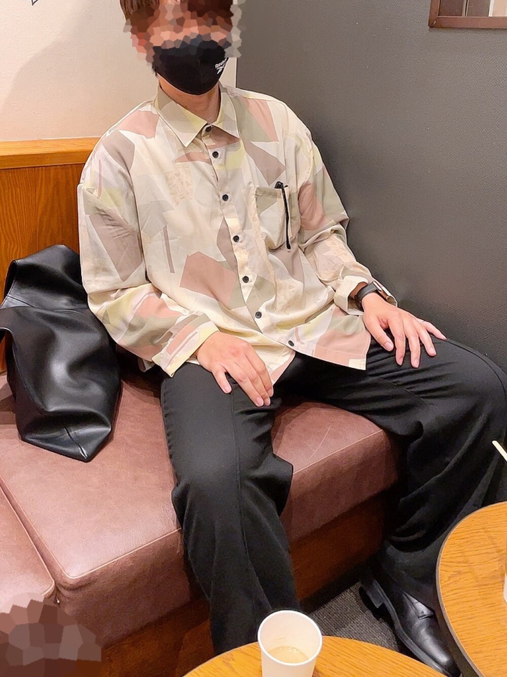 「春、オーバーサイズ、きれいめカジュアル、今日のコーデ、ワイドパンツ」｜「ADPOSIONのUSEDライク ロングスリーブシャツ / 長袖シャツ（シャツ/ブラウス、ベージュ系）」を使った、🎖🐢🎖さん（メンズ・175cm）の春コーディネートの1枚目の写真