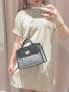 「Heather（ヘザー）のPVCフェイクレザーショルダー　789037（ショルダーバッグ）」を使った、miyamaiさん（レディース・151cm）の夏コーディネート