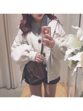 「カフェ巡り」｜「アイテム（その他アウター）」を使った、miyamaiさん（レディース・151cm）の春コーディネート